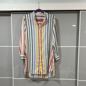 Summersalt Multicolor Striped Long Sleeve Shirt Dress